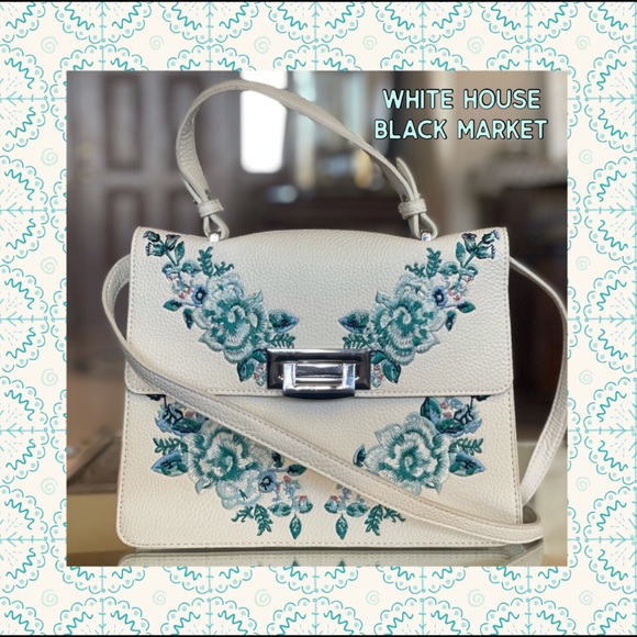White House Black Market Handbags - White House Black Market Crossbody Teal blue/Ivory